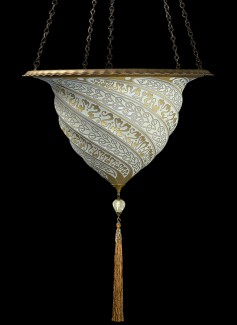 Fortuny Glass Lamp Samarkanda shown in Silver, buy from www.luminosodesign.com
