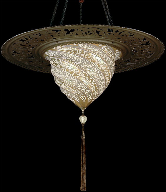 Fortuny lamps Fortuny lighting Samarkanda Silver Murano Glass with Decorative Metal Rim Buy from www.luminosodesign.com