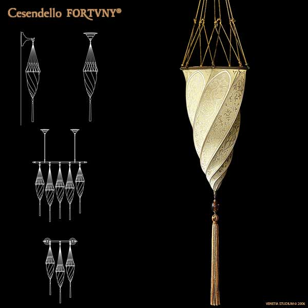 Cesendello_Ivory_Silk Pendant Lamp Classico Design buy from Luminoso Design 