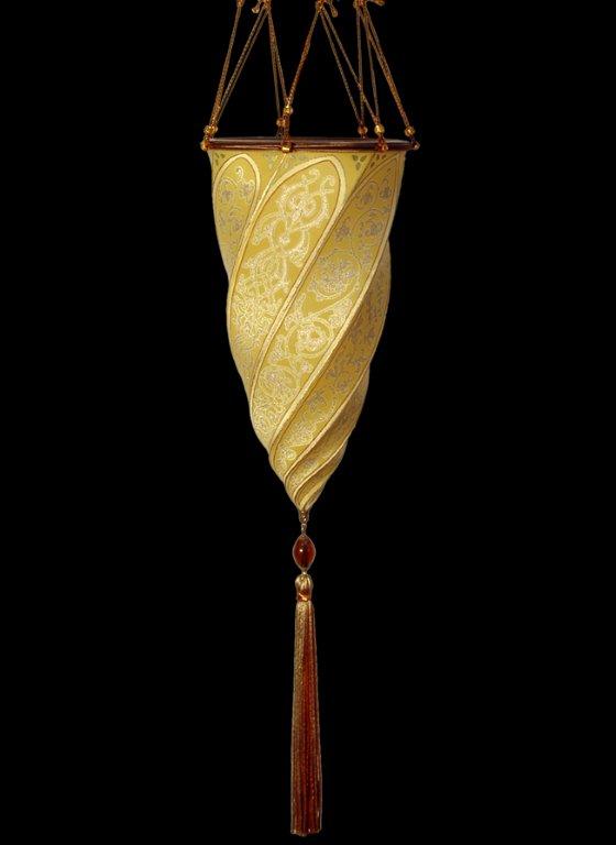 Cesendello Fortuny Lamp in Ochre Silk buy from Luminoso Design