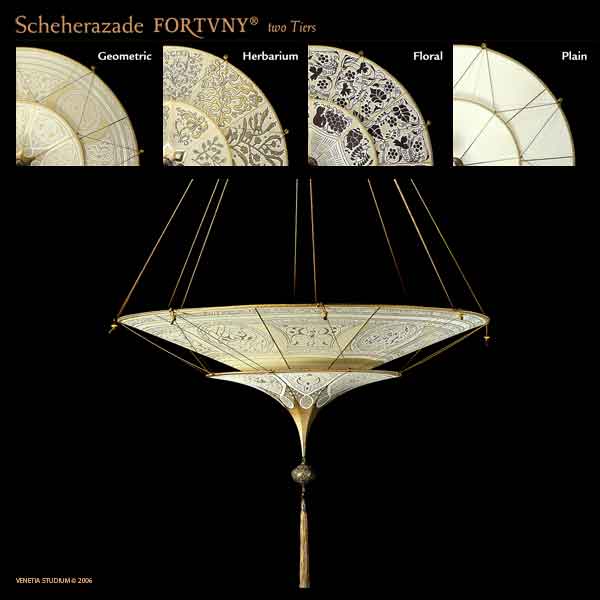 Fortuny Lamp 2 tier Scheherazade Geometrico Light and Design Options BUY thru www.luminosodesign.com 