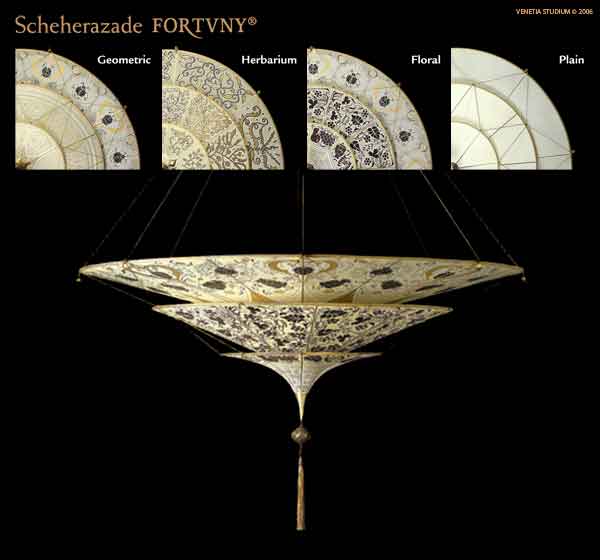 Fortuny Lamp 3 Tier Scheherazade Silk Light Floral Design and options BUY thru www.luminosodesign.com