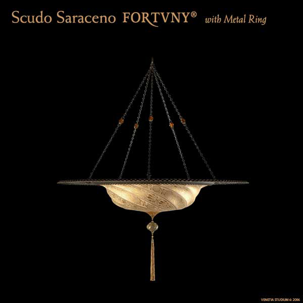 Fortuny Lamp Scudo Saraceno Murano Glass Light Gold Classico Design Decorative Metal Rim BUY thru www.luminosodesign.com