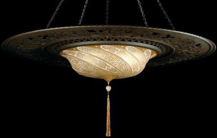 Fortuny Lamp Glass Scudo Saraceno c/w large Decorative Metal Rim BUY thru www.luminosodesign.com