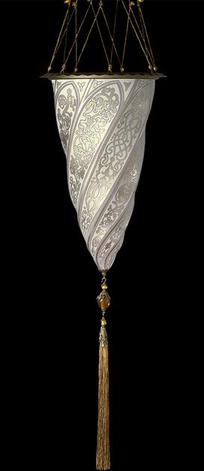 Fortuny lamp Cesendello Murano Glass Silver with regular Metal Rim buy from Luminoso Design