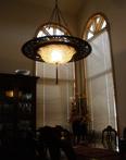 Fortuny Lamp Scudo Saraceno Glass Gold Classico with Decorative Metal Rim BUY thru www.luminosodesign.com 
