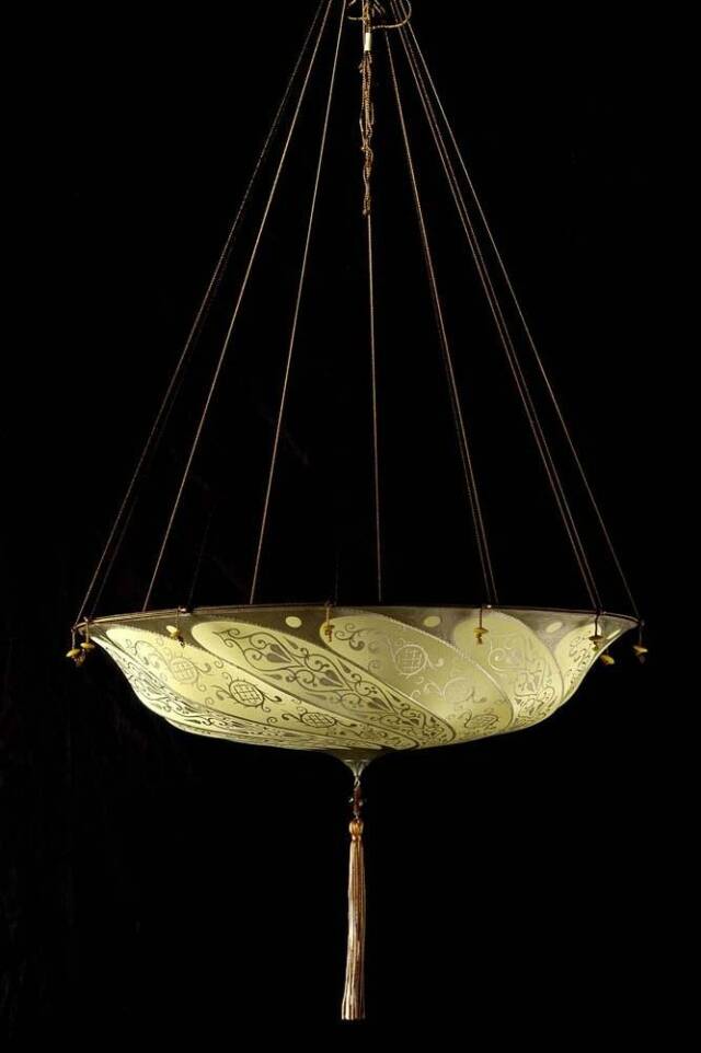 Fortuny Lamp Scudo Saraceno Ochre Silk Classico Design BUY thru www.luminosodesign.com 